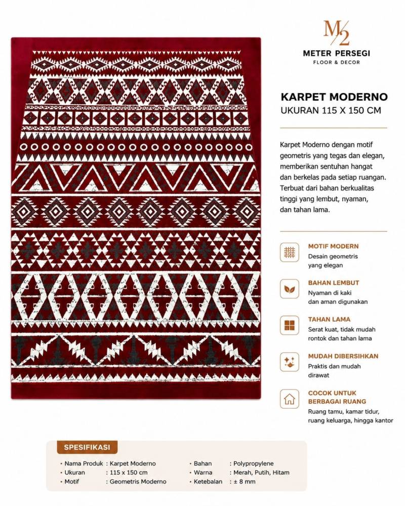 KARPET MODERNO 115X150 ZIGZAG RED