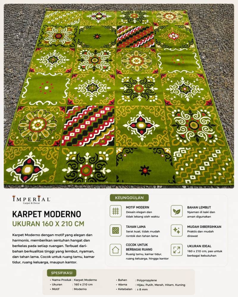 KARPET MODERNO 160X210 GREEN FLOWER