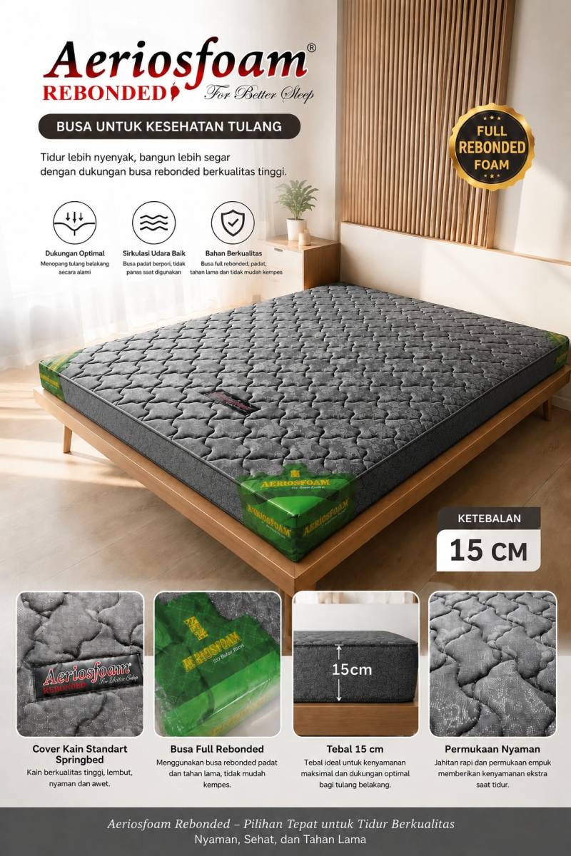 BUSA AERIOSFOAM REBONDED 160X200 TEBAL 15CM (HARGA NETT CUCI GUDANG)