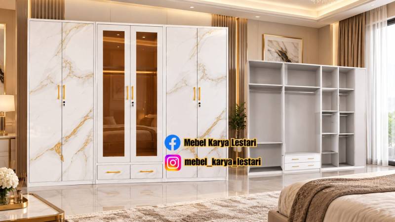 LEMARI BESI MELODY 6P MARBLE