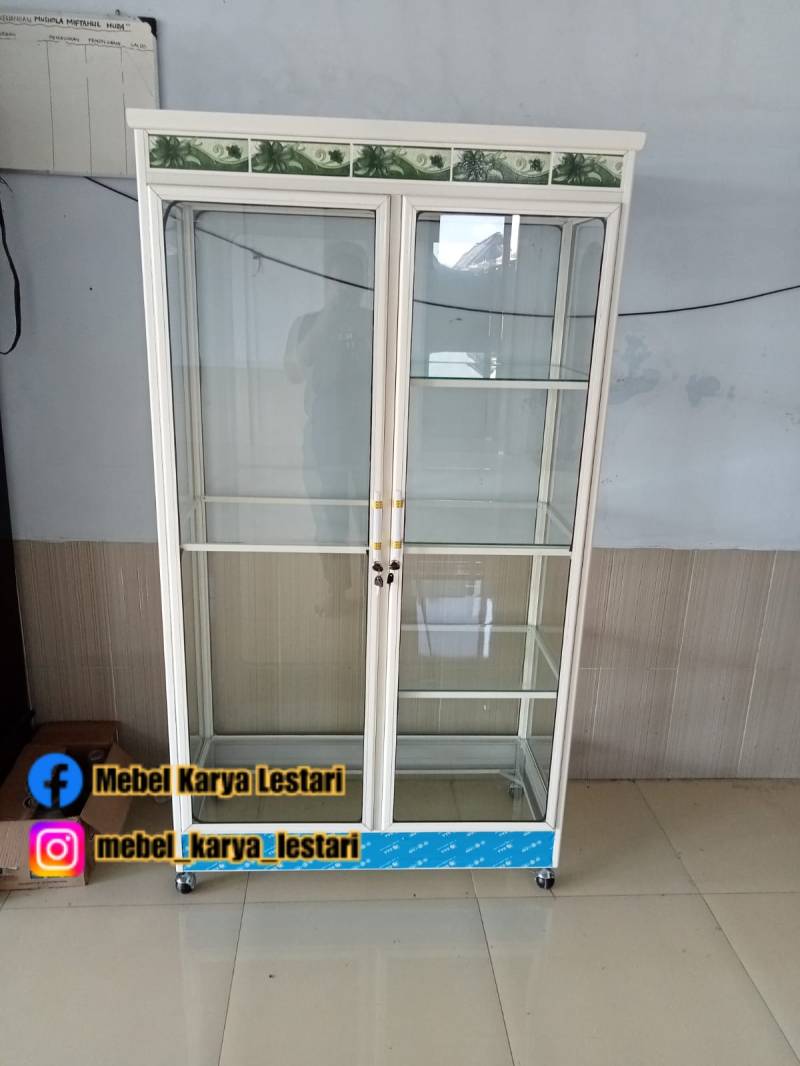ALMARI ALMUNIUM 2P KACA BENING