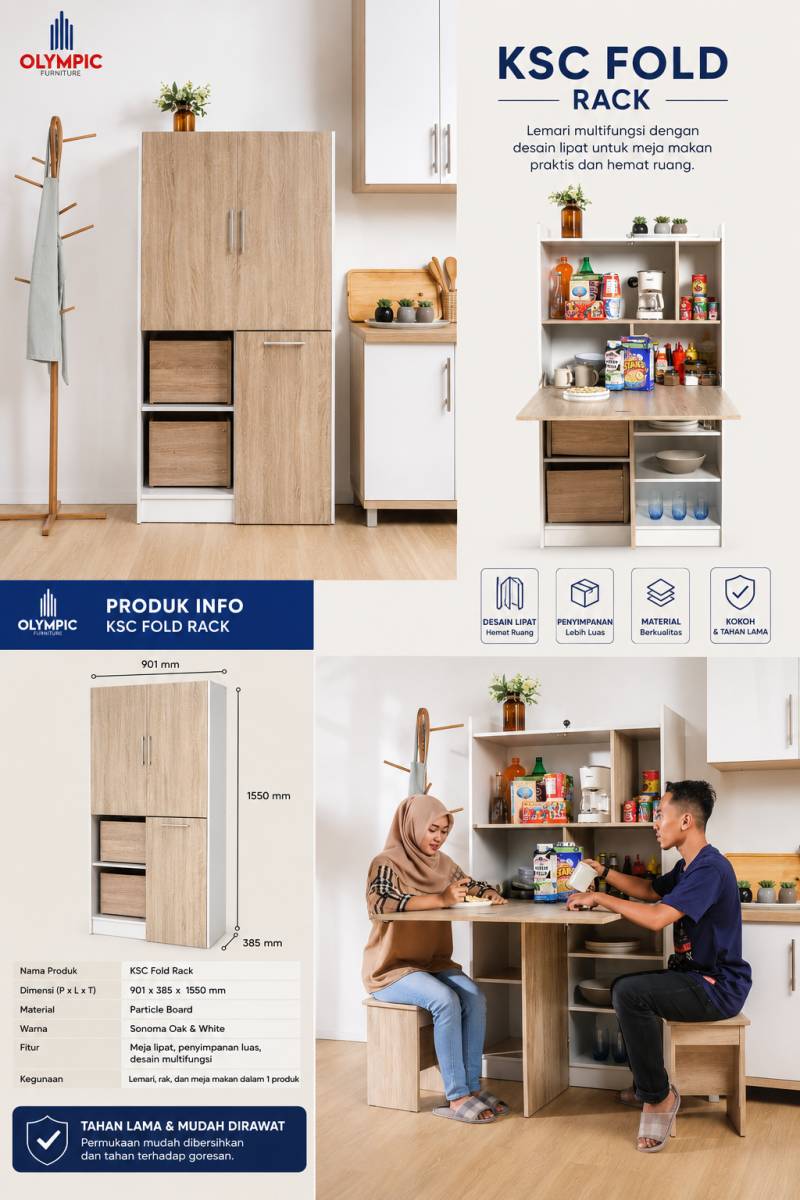 MEJA MAKAN MULTIFUNGSI OLYMPIC KSC FOLD RUBIC