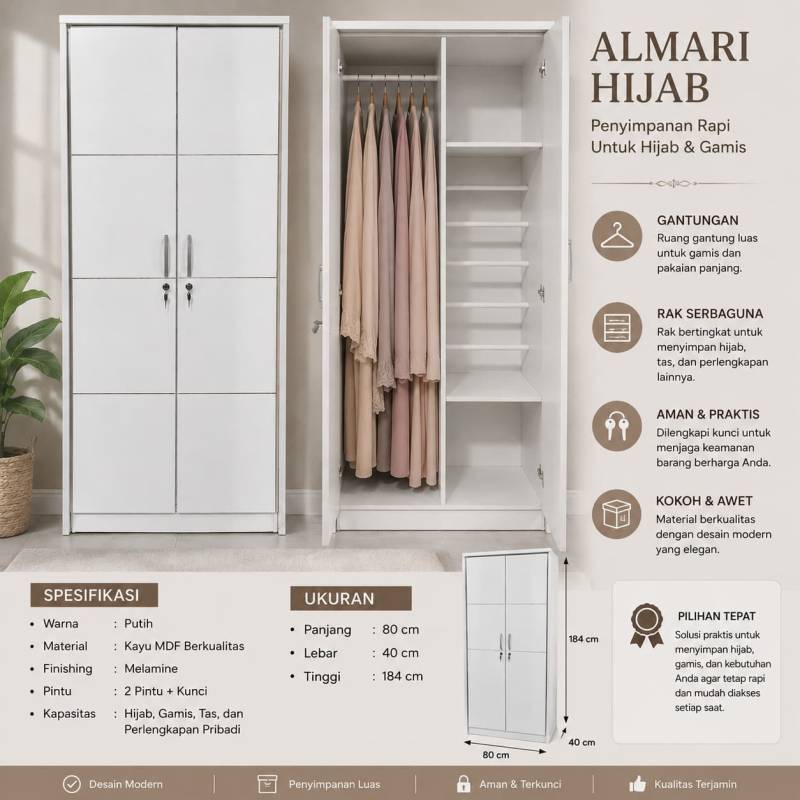 LEMARI HIJAB 2P PARTIKEL BOARD
