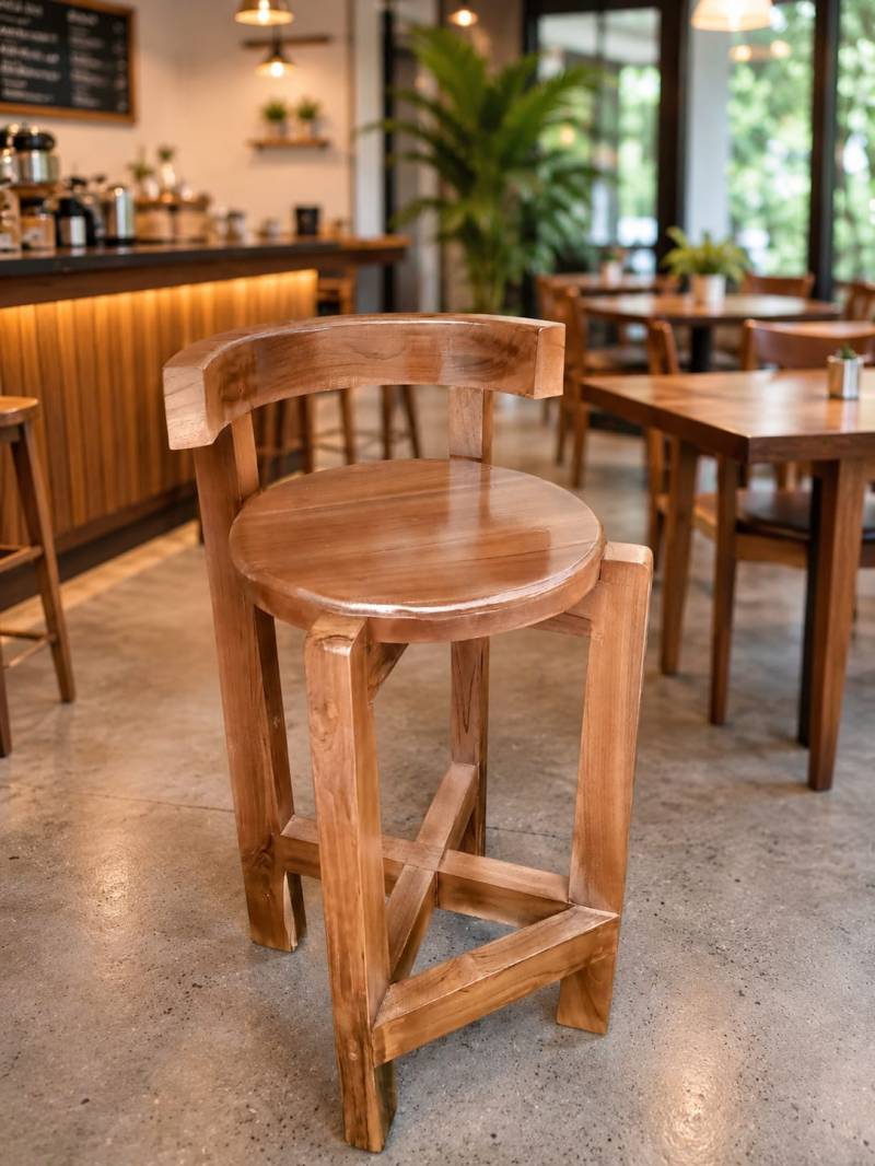 KURSI CAFE JATI BULAT SANDARAN