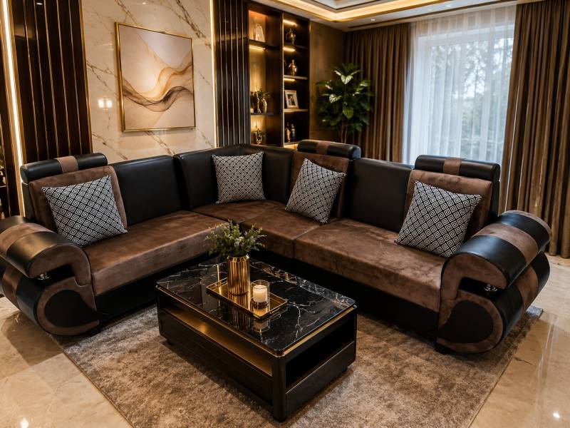 SOFA SUDUT ORLANDO + 1 SEAT BROWN