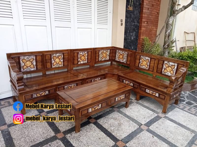 KURSI SUDUT JATI MAWAR PS MARMER