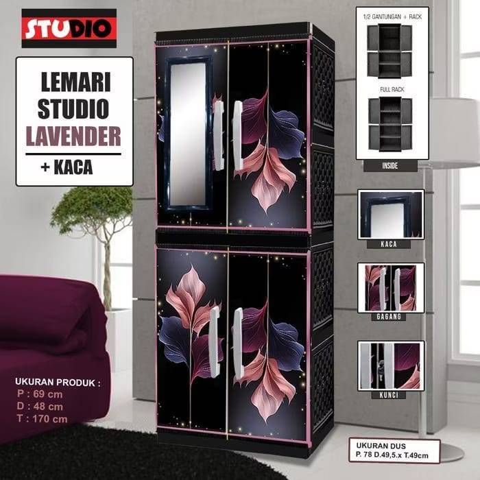 LEMARI PLASTIK LAVENDER SUPER CABINET+KACA