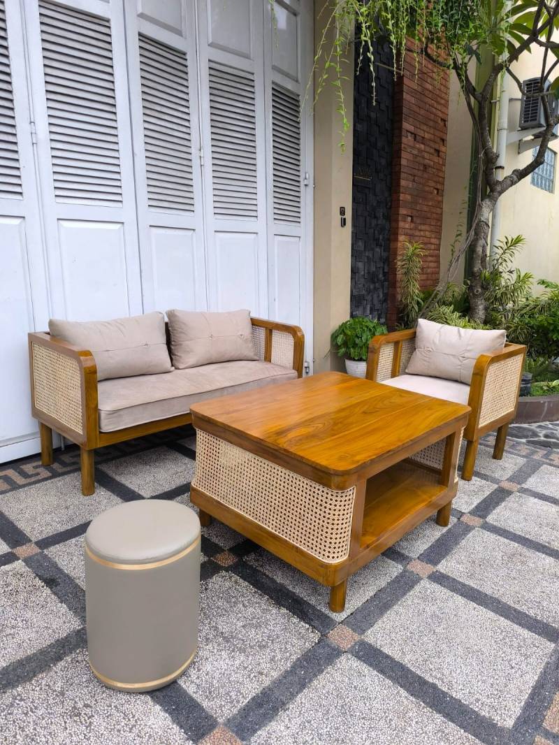 KURSI TAMU JATI ROTAN 21+MEJA+BUSA+STOOL