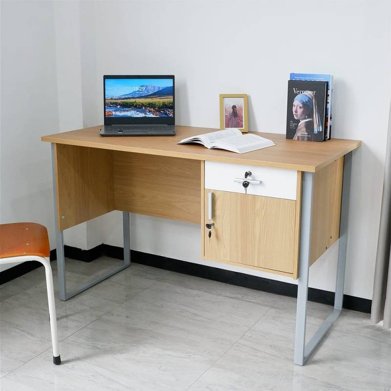 MEJA KANTOR ASTA 120 WALLNUT KAKI BESI