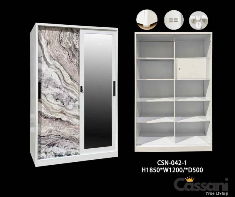 LEMARI BESI 2P 120 FULL SAP WHITE MARBLE ACS