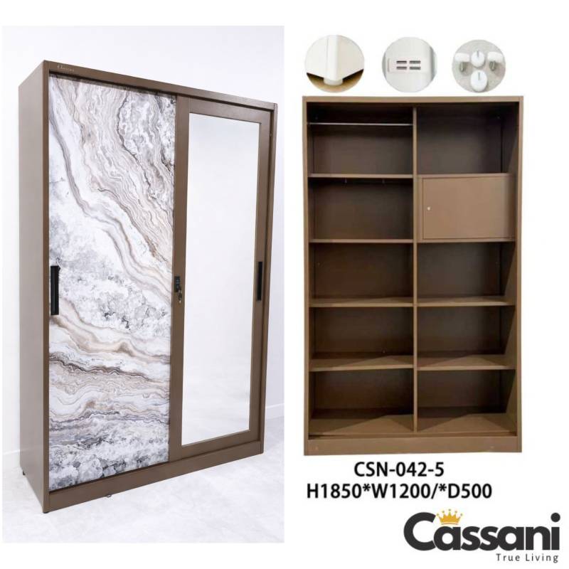 LEMARI BESI 2P COKELAT MARBLE 120 FULL SAP ACS