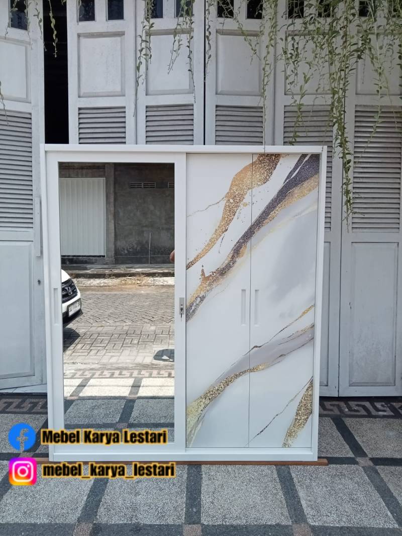 LEMARI BESI 2SW1SLD 160 WHITE MARBLE ACS