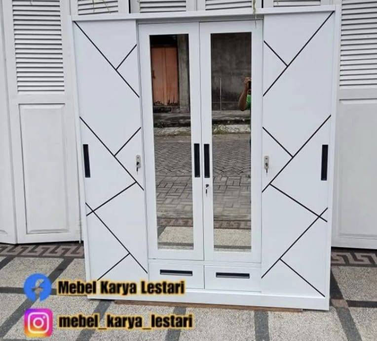 LEMARI BESI 4 PINTU 160CM X9-423SL WHITE GLOSSY BMBG