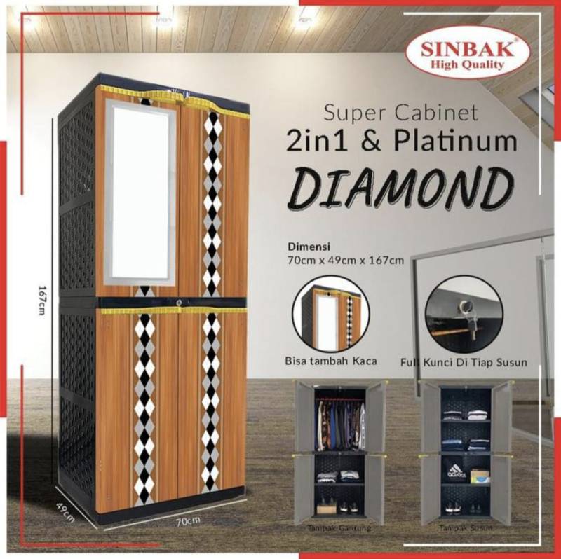 LEMARI PLASTIK DIAMOND SINBAK SCP KACA