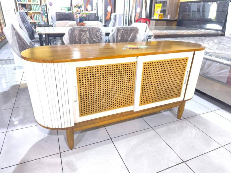 BIFET PENDEK JATI 150CM ROTAN OVAL DUCO PINTU SLIDING