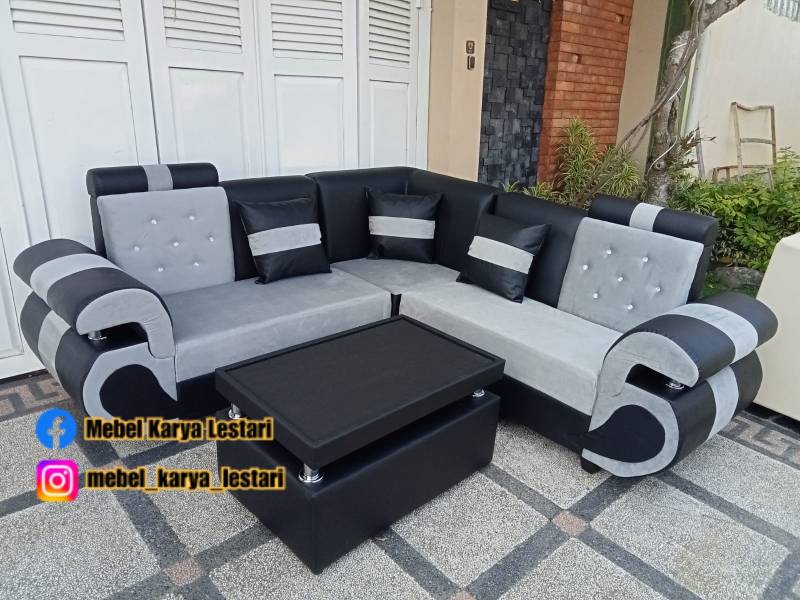 SOFA BUTTERFLY ABU HITAM BANTAL POLOS