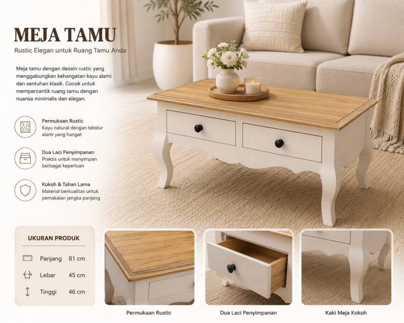 MEJA TAMU RUSTIC WOOD