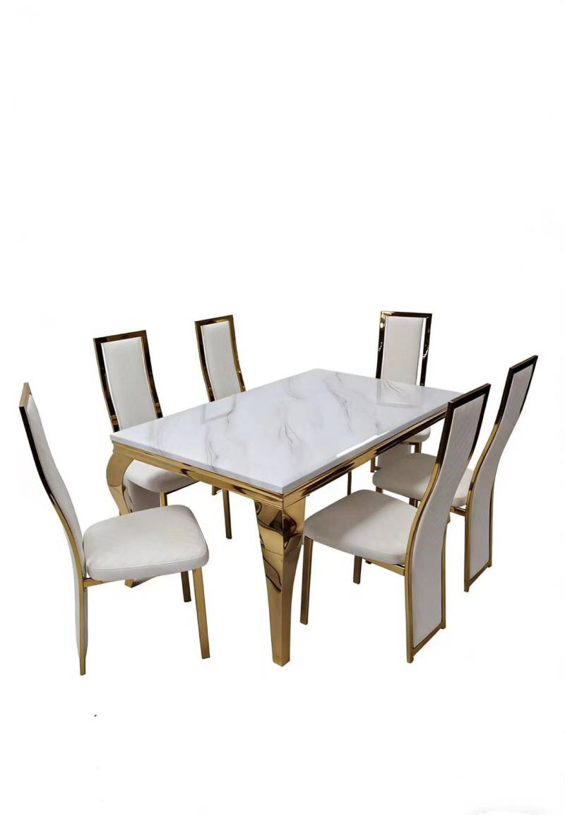 MEJA MAKAN KARSINDO K6 MARMER STAINLIS GOLD