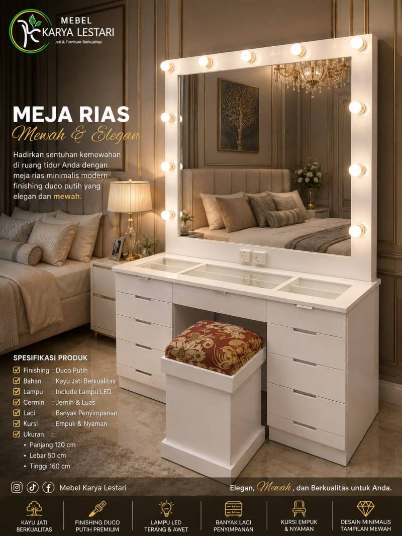 MEJA RIAS DUCO JATI FULL LAMPU