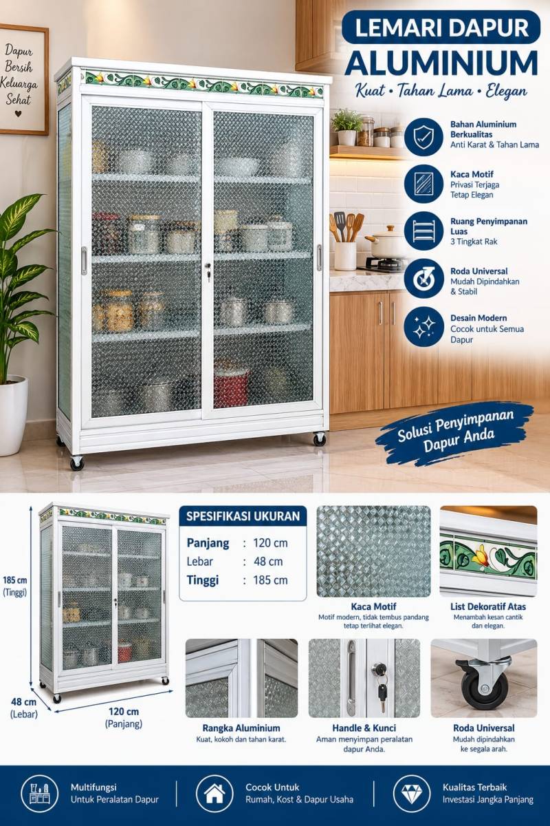 LEMARI DAPUR ALMUNIUM 120CM