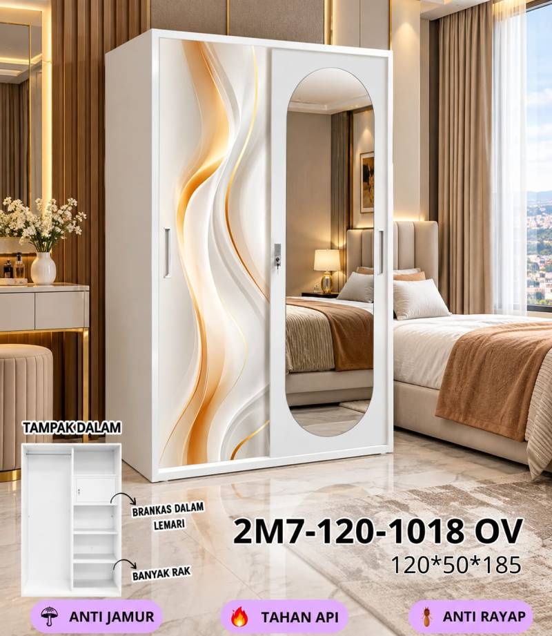 LEMARI BESI 120 P2 IDP-1018 OVAL WHITE